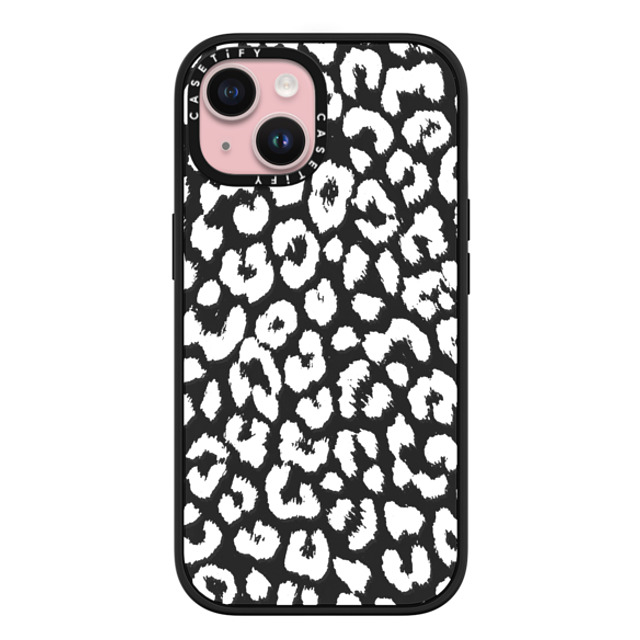 Hyakume x CASETiFY iPhone 15 ケース マットブラック インパクトケース MagSafe対応 White Transparent Leopard Animal Print