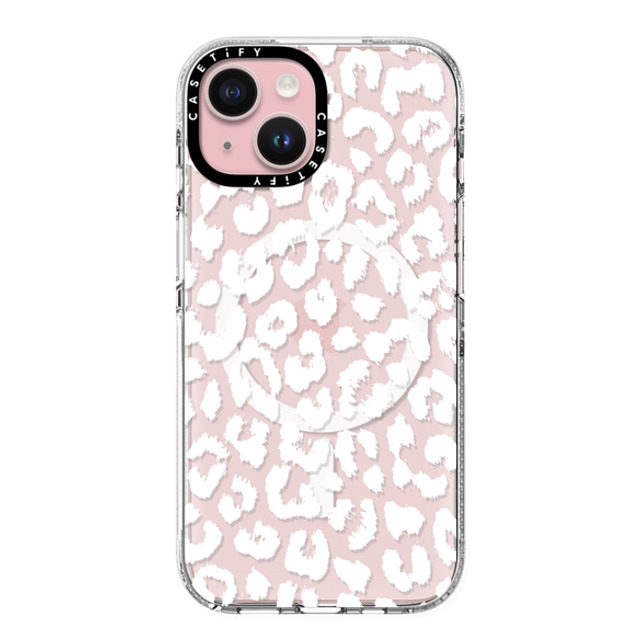 Hyakume x CASETiFY iPhone 15 ケース クリア クリア ケース MagSafe対応 White Transparent Leopard Animal Print