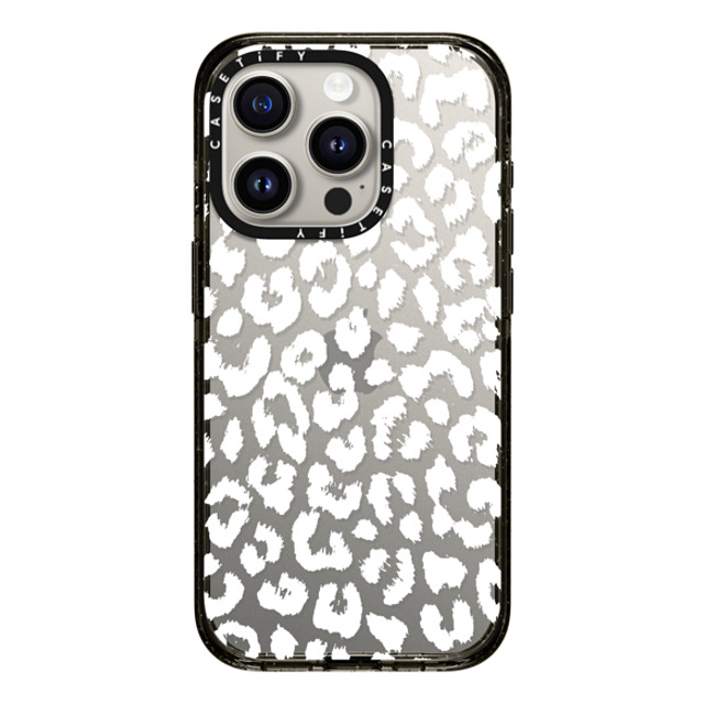 Hyakume x CASETiFY iPhone 15 Pro ケース ブラック インパクトケース White Transparent Leopard Animal Print