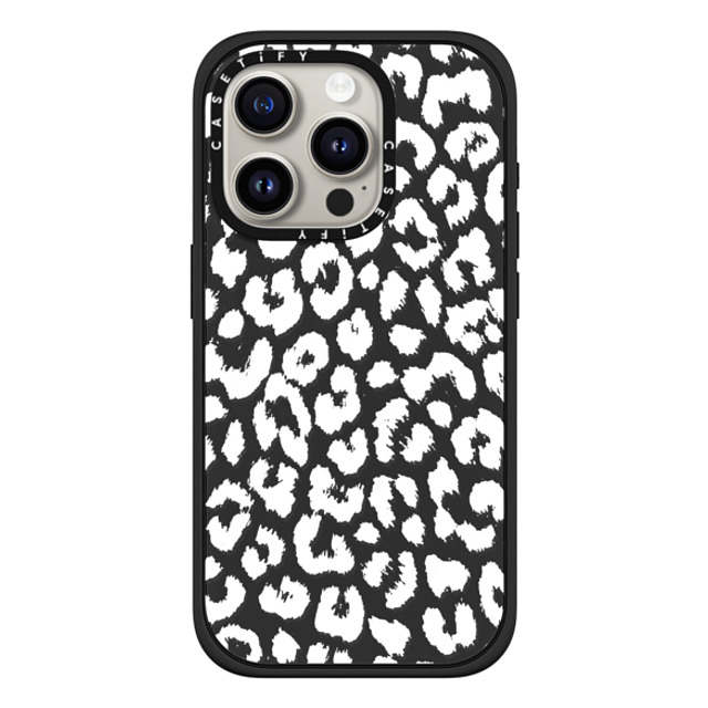 Hyakume x CASETiFY iPhone 15 Pro ケース マットブラック インパクトケース MagSafe対応 White Transparent Leopard Animal Print