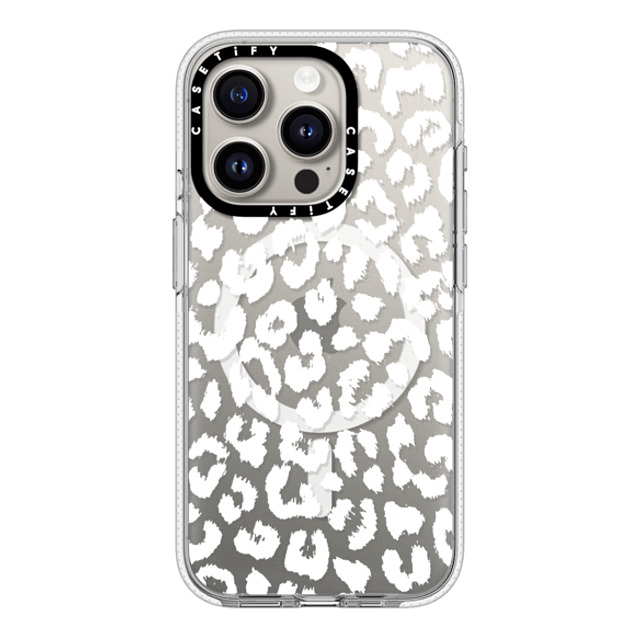 Hyakume x CASETiFY iPhone 15 Pro ケース クリア クリア ケース MagSafe対応 White Transparent Leopard Animal Print