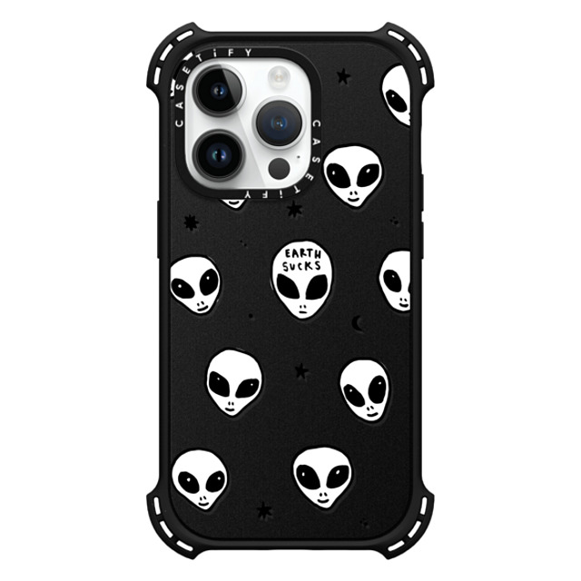 Hyakume x CASETiFY iPhone 14 Pro ケース Cartoon,Pattern マットブラック バウンスケース Cute White UFO Space Alien Drawing Pattern Father's Day Hyakume x CASETiFY iPhone 14 Pro ケース Cartoon,Pattern マットブラック バウンスケース Cute White UFO Space Alien Drawing Pattern Father's Day