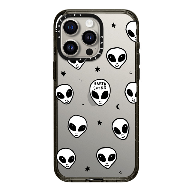 Hyakume x CASETiFY iPhone 15 Pro Max ケース ブラック インパクトケース Cute White UFO Space Alien Drawing Pattern