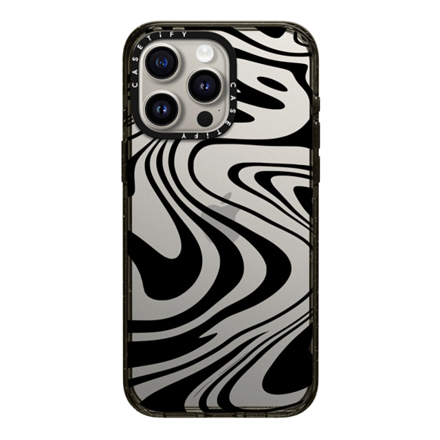 Hyakume x CASETiFY iPhone 15 Pro Max ケース ブラック インパクトケース Marble Transparent Trippy Wavy Swirl Black Spiral Warp Twirl Retro 70s Psychedelic Acid Groovy Abstract Pattern