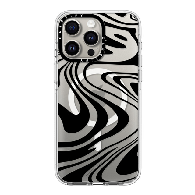 Hyakume x CASETiFY iPhone 15 Pro Max ケース クリア クリア ケース MagSafe対応 Marble Transparent Trippy Wavy Swirl Black Spiral Warp Twirl Retro 70s Psychedelic Acid Groovy Abstract Pattern