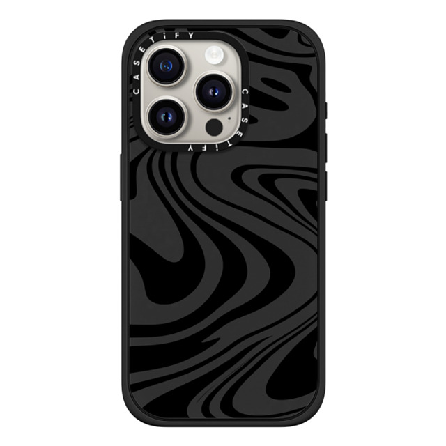 Hyakume x CASETiFY iPhone 15 Pro ケース マットブラック インパクトケース MagSafe対応 Marble Transparent Trippy Wavy Swirl Black Spiral Warp Twirl Retro 70s Psychedelic Acid Groovy Abstract Pattern