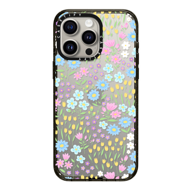 Hyakume x CASETiFY iPhone 15 Pro Max ケース ブラック インパクトケース Transparent Pastel Spring Wild Flower Floral Pattern