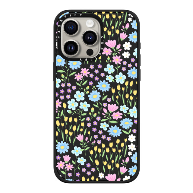 Hyakume x CASETiFY iPhone 15 Pro Max ケース マットブラック インパクトケース MagSafe対応 Transparent Pastel Spring Wild Flower Floral Pattern