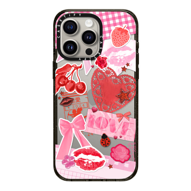 Hyakume x CASETiFY iPhone 15 Pro Max ケース ブラック インパクトケース Transparent Junk Journal Stickers