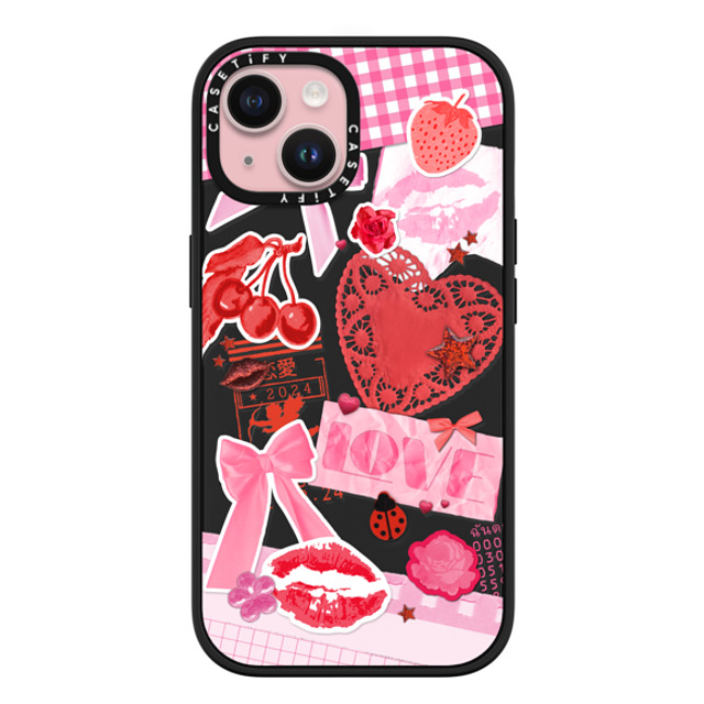 Hyakume x CASETiFY iPhone 15 ケース マットブラック インパクトケース MagSafe対応 Transparent Junk Journal Stickers