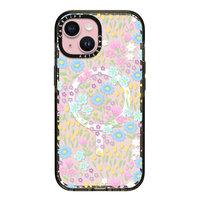 Hyakume x CASETiFY iPhone 15 ケース Floral,Pattern ブラック インパクトケース MagSafe対応 Transparent Pastel Spring Wild Flower Floral Pattern Back to School Hyakume x CASETiFY iPhone 15 ケース Floral,Pattern ブラック インパクトケース MagSafe対応 Transparent Pastel Spring Wild Flower Floral Pattern Back to School