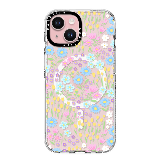 Hyakume x CASETiFY iPhone 15 ケース クリア クリア ケース MagSafe対応 Transparent Pastel Spring Wild Flower Floral Pattern