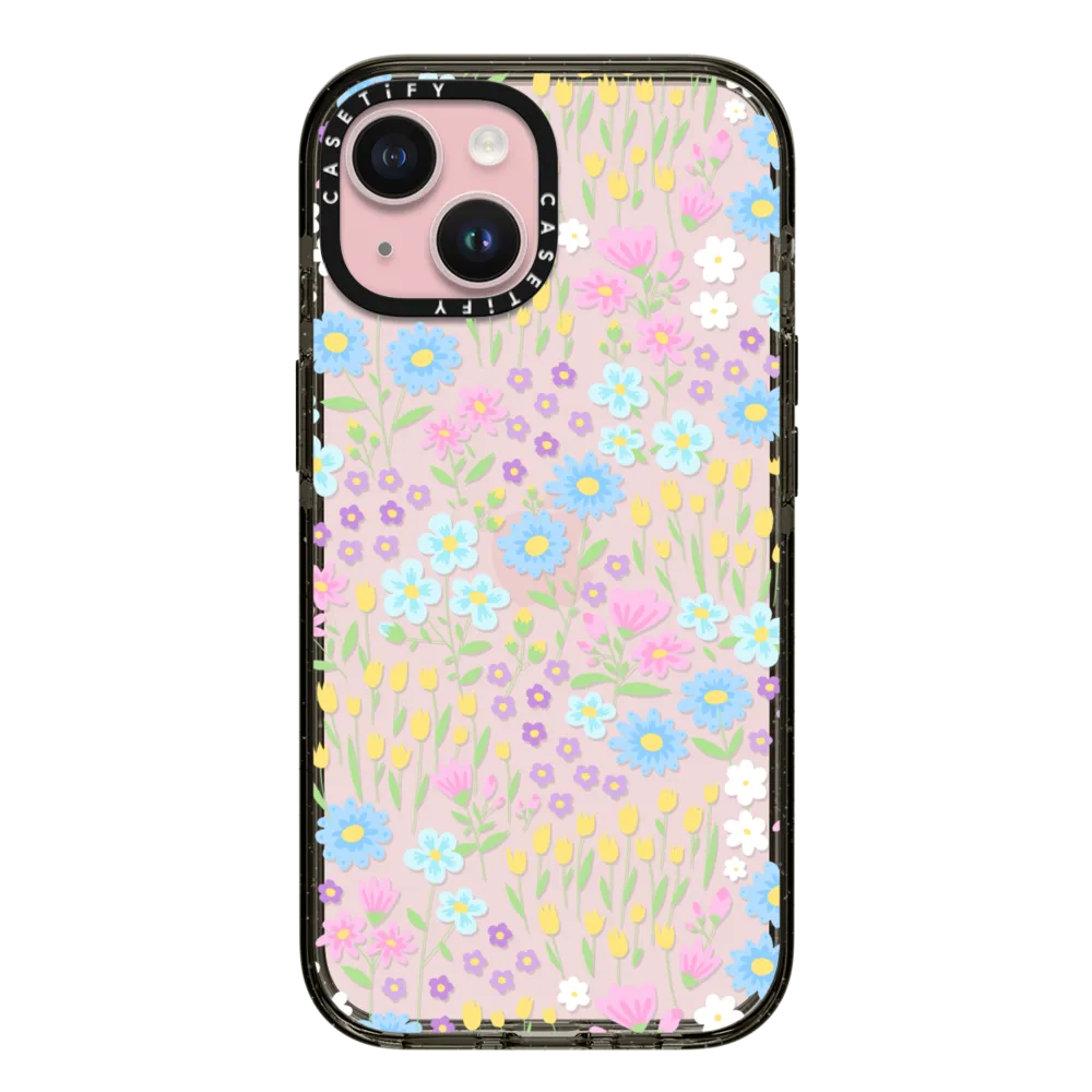 Impact iPhone 15 Case - Transparent Pastel Spring Wild Flower Floral Pattern