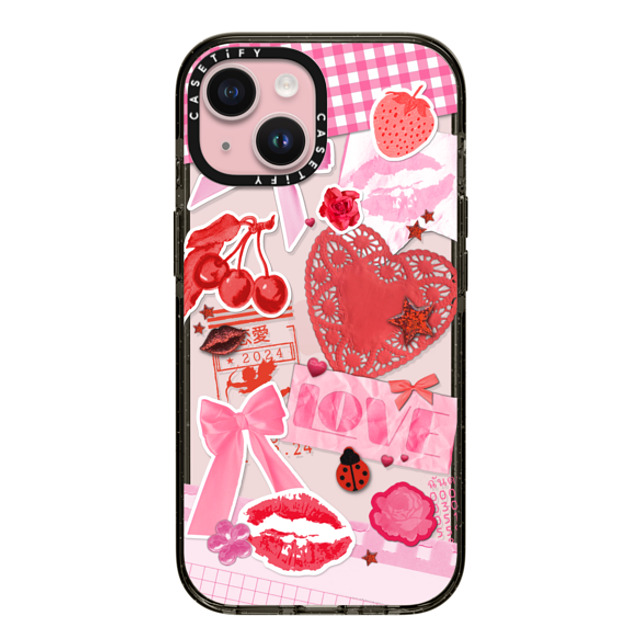 Hyakume x CASETiFY iPhone 15 ケース ブラック インパクトケース Transparent Junk Journal Stickers