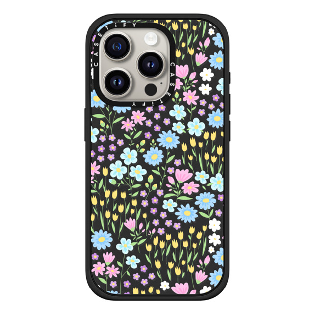 Hyakume x CASETiFY iPhone 15 Pro ケース マットブラック インパクトケース MagSafe対応 Transparent Pastel Spring Wild Flower Floral Pattern