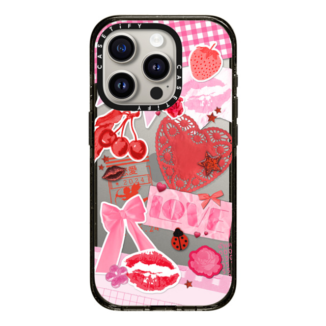 Hyakume x CASETiFY iPhone 15 Pro ケース ブラック インパクトケース Transparent Junk Journal Stickers