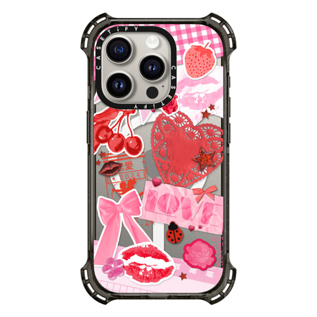 Hyakume x CASETiFY iPhone 15 Pro Case Cherry,Heart Black バウンスケース Transparent Junk Journal Stickers Back to School Hyakume x CASETiFY iPhone 15 Pro Case Cherry,Heart Black バウンスケース Transparent Junk Journal Stickers Back to School