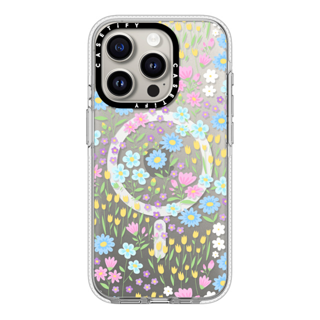 Hyakume x CASETiFY iPhone 15 Pro ケース クリア クリア ケース MagSafe対応 Transparent Pastel Spring Wild Flower Floral Pattern