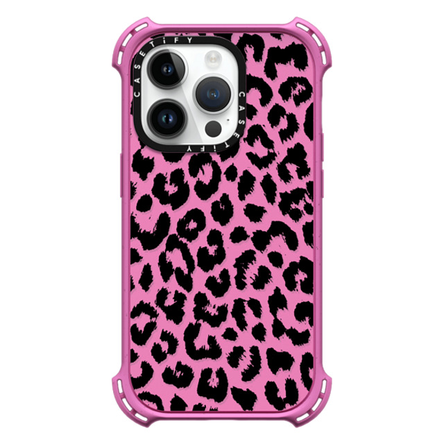 Hyakume x CASETiFY iPhone 14 Pro ケース Matte Pink バウンスケース Black Transparent Leopard Print