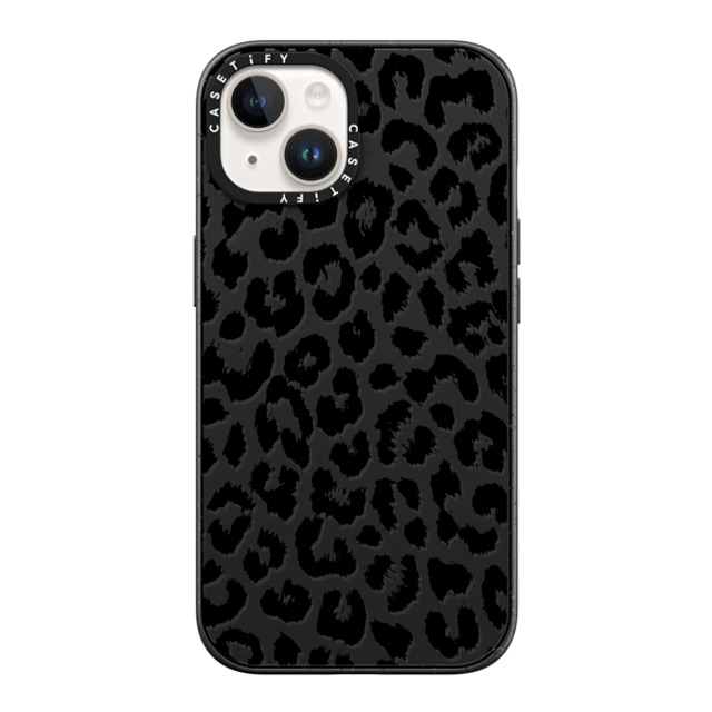 Hyakume x CASETiFY iPhone 14 ケース マットブラック インパクトケース Black Transparent Leopard Print