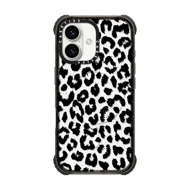 Hyakume x CASETiFY iPhone 16 ケース ブラック ウルトラ インパクトケース MagSafe 対応 Black Transparent Leopard Print