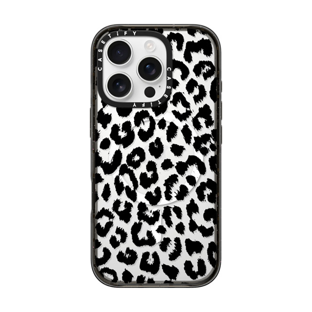 Hyakume x CASETiFY iPhone 16 Pro ケース ブラック インパクトケース MagSafe対応 Black Transparent Leopard Print