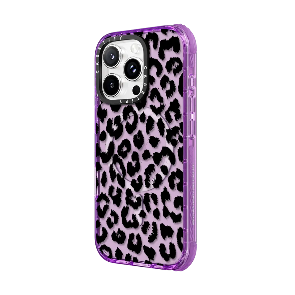 Ultra Impact iPhone 16 Pro Case MagSafe Compatible - Black Transparent Leopard Print