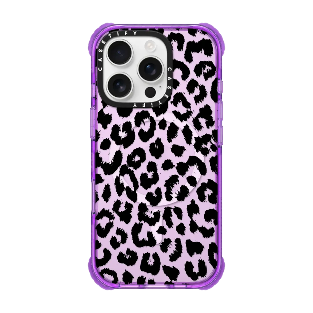 Ultra Impact iPhone 16 Pro Case MagSafe Compatible - Black Transparent Leopard Print