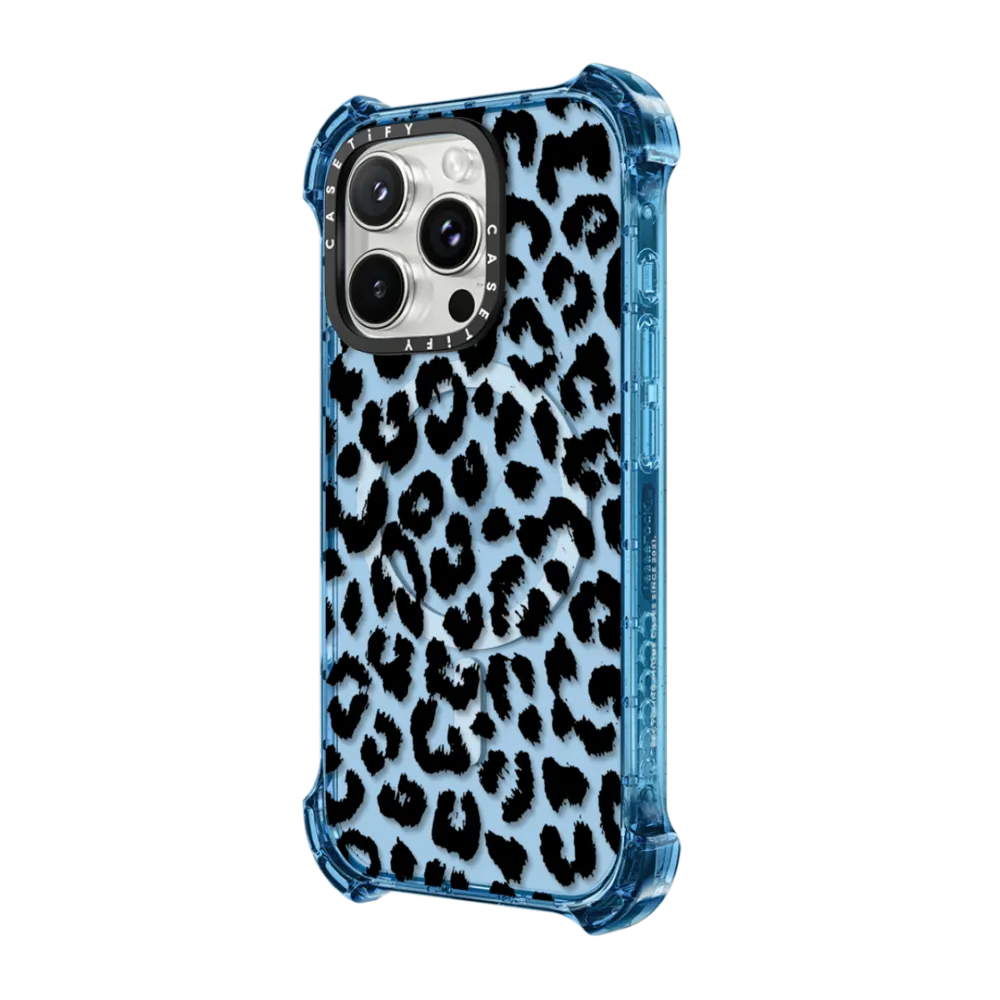 Bounce iPhone 16 Pro Case MagSafe Compatible - Black Transparent Leopard Print