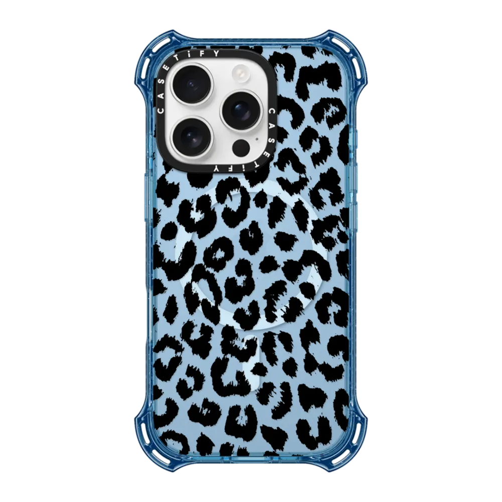 Bounce iPhone 16 Pro Case MagSafe Compatible - Black Transparent Leopard Print