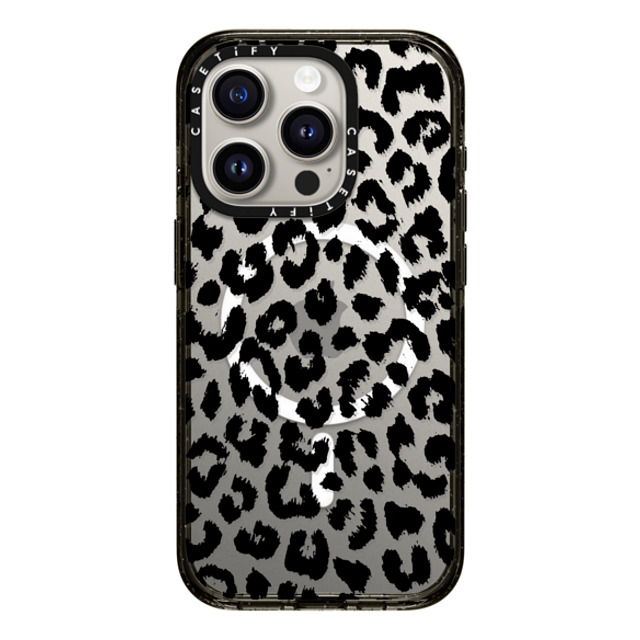 Hyakume x CASETiFY iPhone 15 Pro ケース ブラック インパクトケース MagSafe対応 Black Transparent Leopard Print