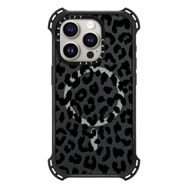 Hyakume x CASETiFY iPhone 15 Pro ケース Triple Black バウンスケース Black Transparent Leopard Print