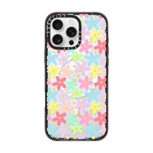 iPhone 16 Pro Max - Transparent Colorful Pastel Flowers Floral Pattern