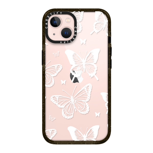 Hyakume x CASETiFY iPhone 13 ケース ブラック インパクトケース White Transparent Butterfly Pattern