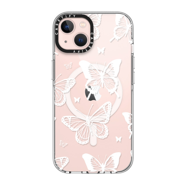 Hyakume x CASETiFY iPhone 13 ケース クリア クリア ケース MagSafe対応 White Transparent Butterfly Pattern