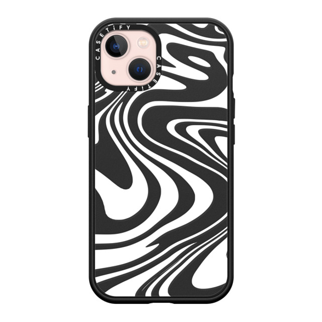 Hyakume x CASETiFY iPhone 13 ケース マットブラック インパクトケース Marble Transparent Trippy Wavy Swirl White Spiral Warp Twirl Retro 70s Psychedelic Acid Groovy Abstract Pattern