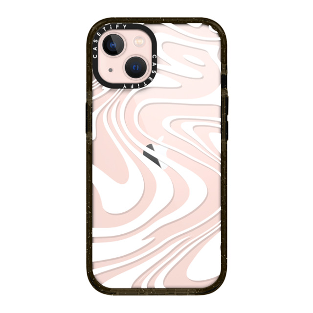 Hyakume x CASETiFY iPhone 13 ケース ブラック インパクトケース Marble Transparent Trippy Wavy Swirl White Spiral Warp Twirl Retro 70s Psychedelic Acid Groovy Abstract Pattern