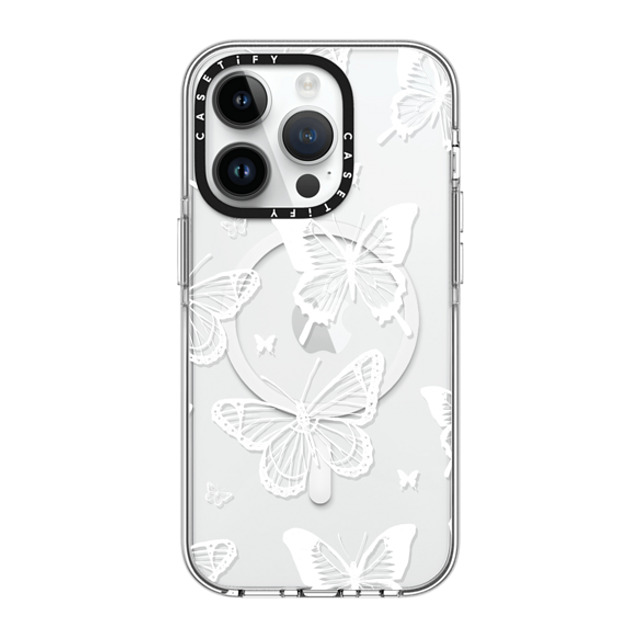 Hyakume x CASETiFY iPhone 14 Pro ケース クリア クリア ケース MagSafe対応 White Transparent Butterfly Pattern