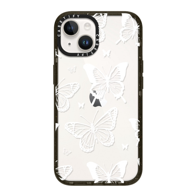 Hyakume x CASETiFY iPhone 14 ケース ブラック インパクトケース White Transparent Butterfly Pattern