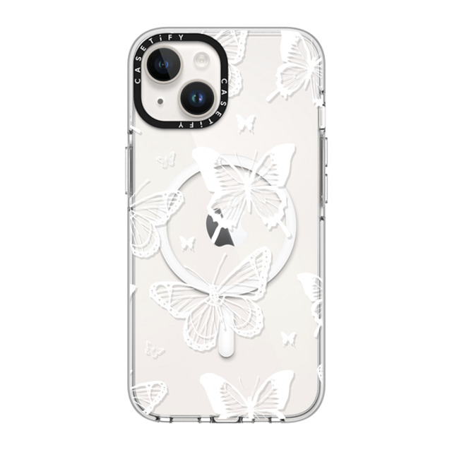 Hyakume x CASETiFY iPhone 14 ケース クリア クリア ケース MagSafe対応 White Transparent Butterfly Pattern