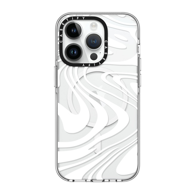 Hyakume x CASETiFY iPhone 14 Pro ケース クリア クリア ケース MagSafe対応 Marble Transparent Trippy Wavy Swirl White Spiral Warp Twirl Retro 70s Psychedelic Acid Groovy Abstract Pattern