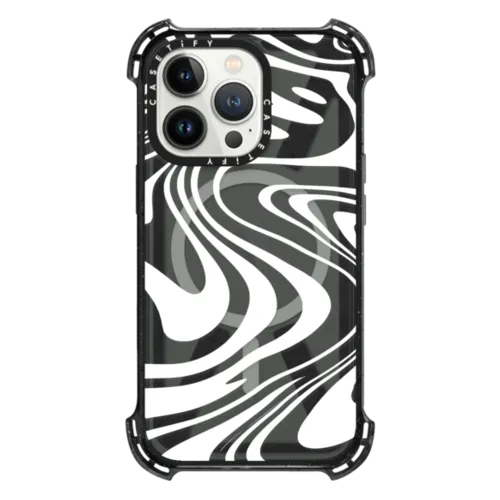 iPhone 13 Pro - Marble Transparent Trippy Wavy Swirl White Spiral Warp Twirl Retro 70s Psychedelic Acid Groovy Abstract Pattern