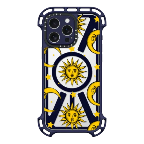 iPhone 16 Pro Max - Sun Moon Stars Transparent Gold Yellow