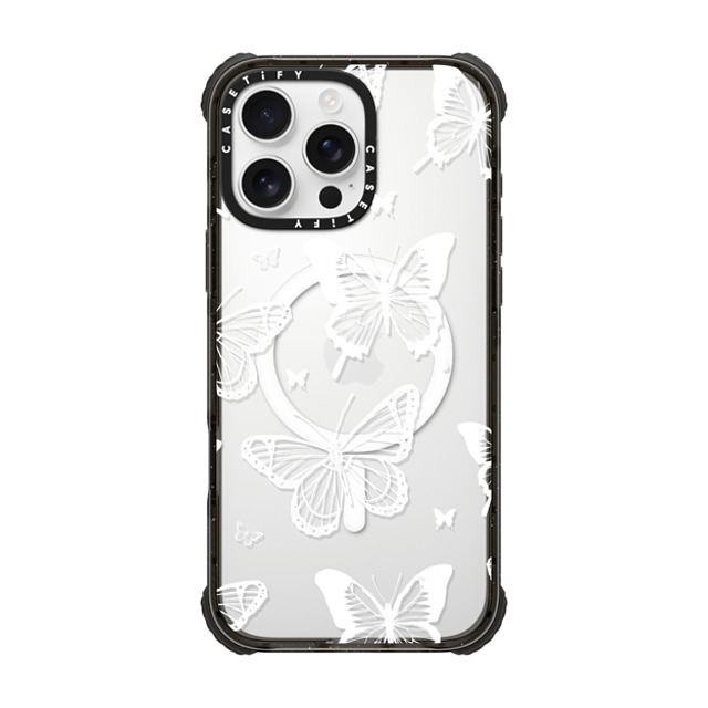 Hyakume x CASETiFY iPhone 16 Pro Max Case Black ウルトラ インパクトケース MagSafe 対応 White Transparent Butterfly Pattern Hyakume x CASETiFY iPhone 16 Pro Max Case Black ウルトラ インパクトケース MagSafe 対応 White Transparent Butterfly Pattern