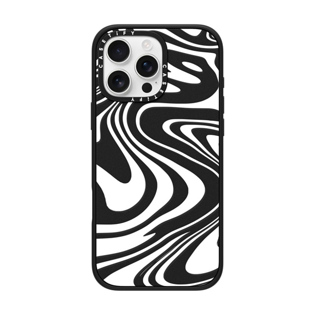 Hyakume x CASETiFY iPhone 16 Pro Max ケース マットブラック インパクトケース MagSafe対応 Marble Transparent Trippy Wavy Swirl White Spiral Warp Twirl Retro 70s Psychedelic Acid Groovy Abstract Pattern