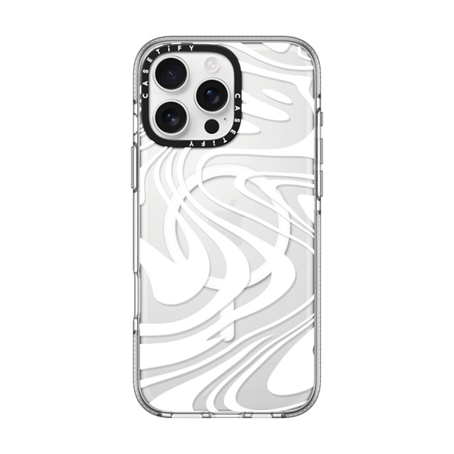 Hyakume x CASETiFY iPhone 16 Pro Max ケース クリア クリア ケース MagSafe対応 Marble Transparent Trippy Wavy Swirl White Spiral Warp Twirl Retro 70s Psychedelic Acid Groovy Abstract Pattern