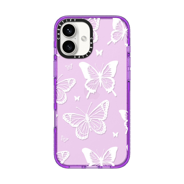 Hyakume x CASETiFY iPhone 16 Plus Case パープル Impact Case White Transparent Butterfly Pattern Hyakume x CASETiFY iPhone 16 Plus Case パープル Impact Case White Transparent Butterfly Pattern