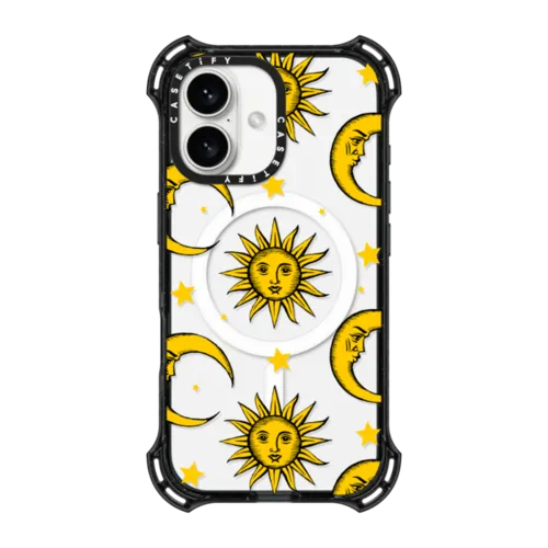 iPhone 16 - Sun Moon Stars Transparent Gold Yellow