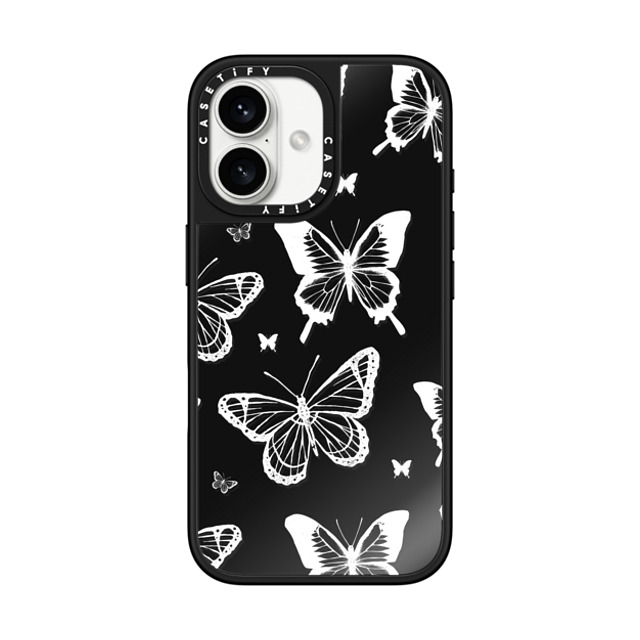 Hyakume x CASETiFY iPhone 16 Case Black on Black ミラーケース MagSafe対応 White Transparent Butterfly Pattern Hyakume x CASETiFY iPhone 16 Case Black on Black ミラーケース MagSafe対応 White Transparent Butterfly Pattern