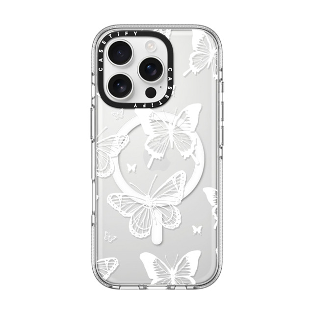 Hyakume x CASETiFY iPhone 16 Pro ケース クリア クリア ケース MagSafe対応 White Transparent Butterfly Pattern